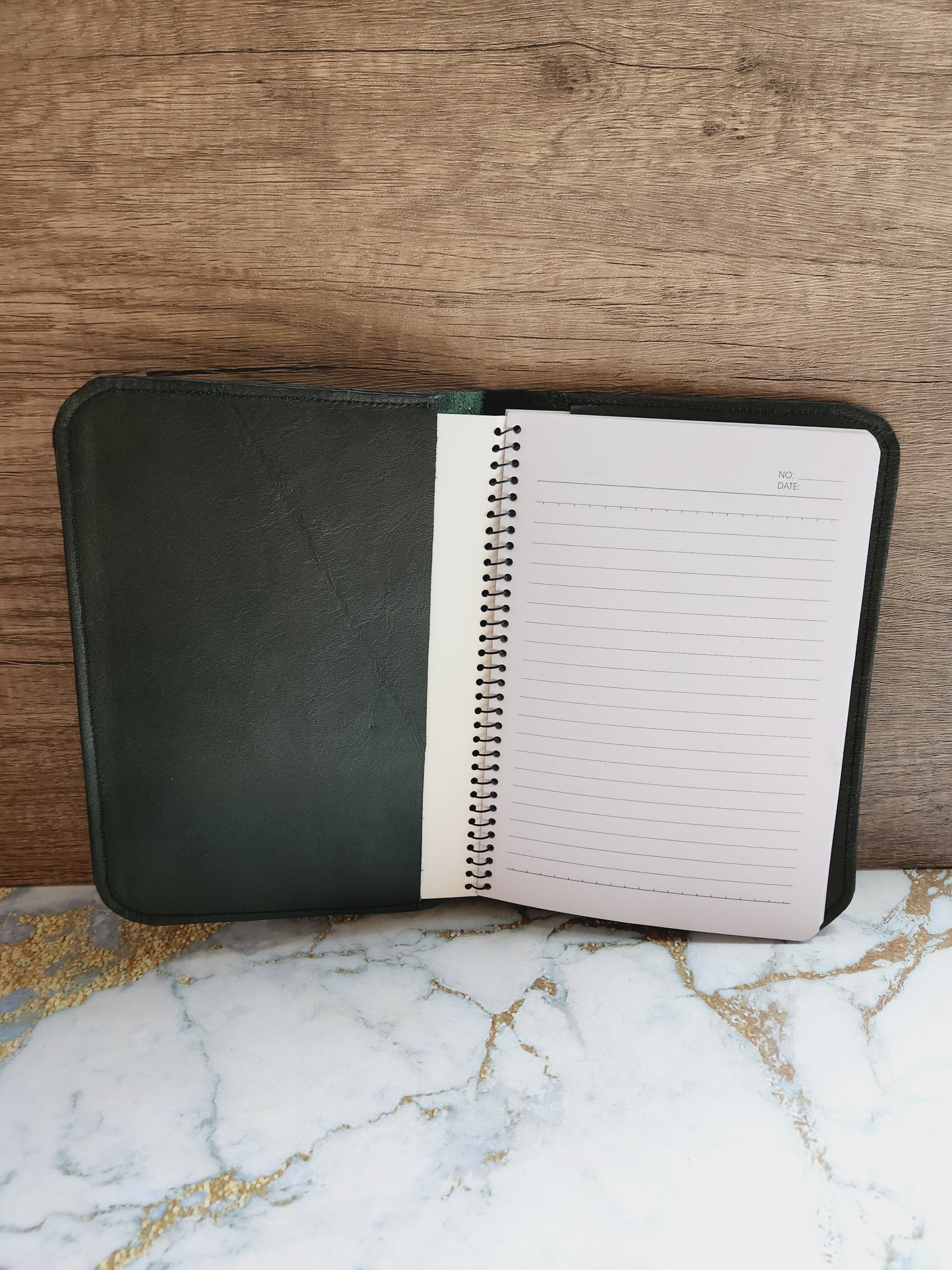 Forest Green Leather Notebook Cover