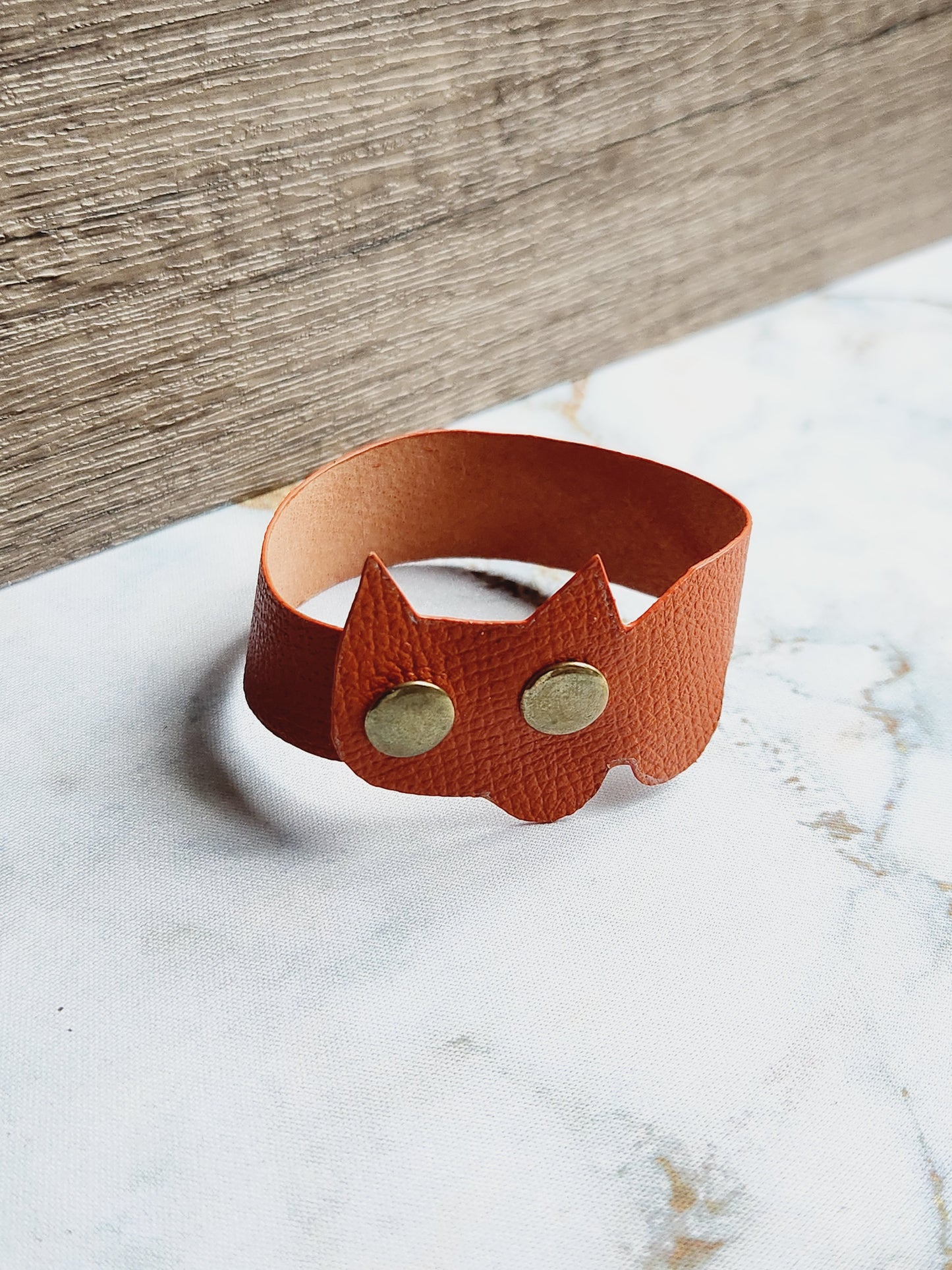 Orange Cat leather bracelet