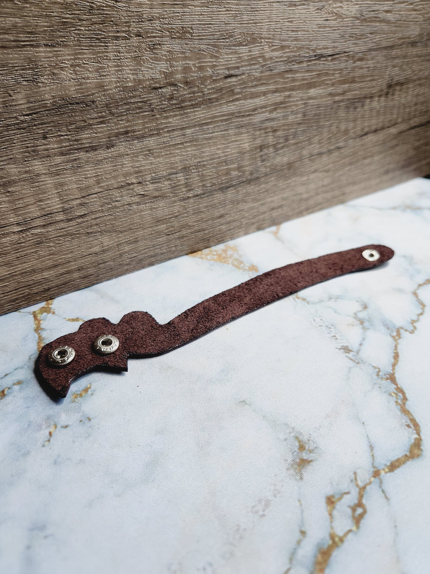 Brown leather cat bracelet