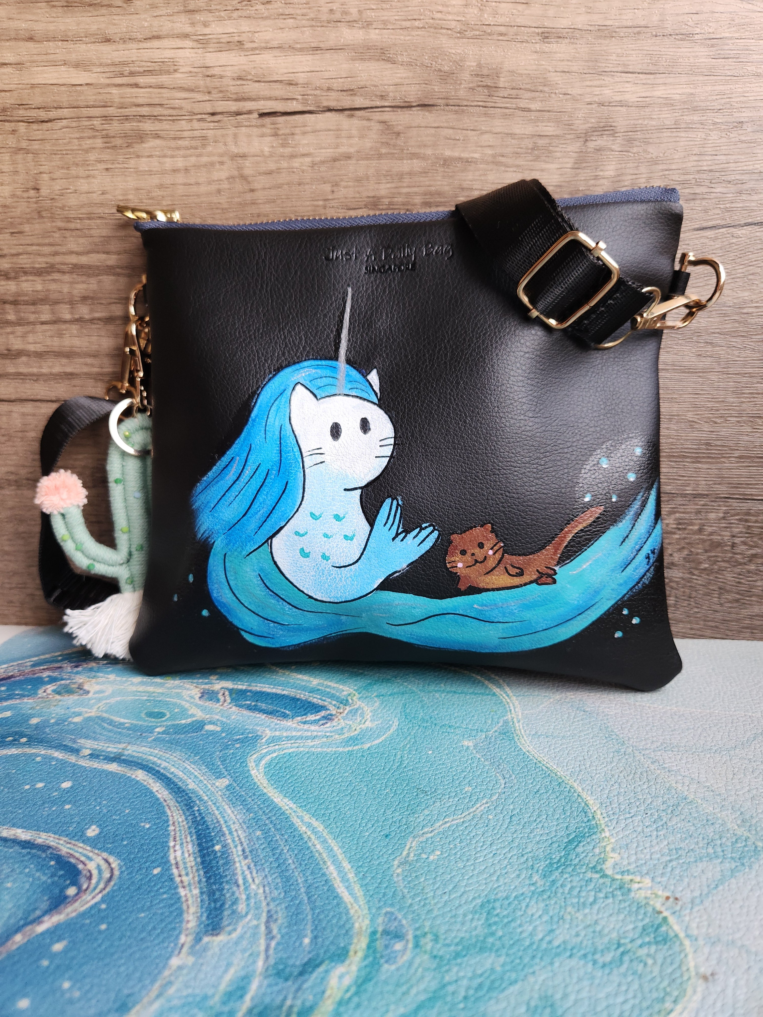 SG Merlion and Otter Cactus Leather Pochette Limited Edition JustADailyBag