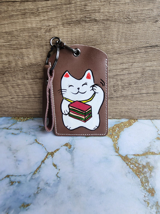 Brown Fortune Maneki 9 Layer Kueh Neko Lanyard Card Holder