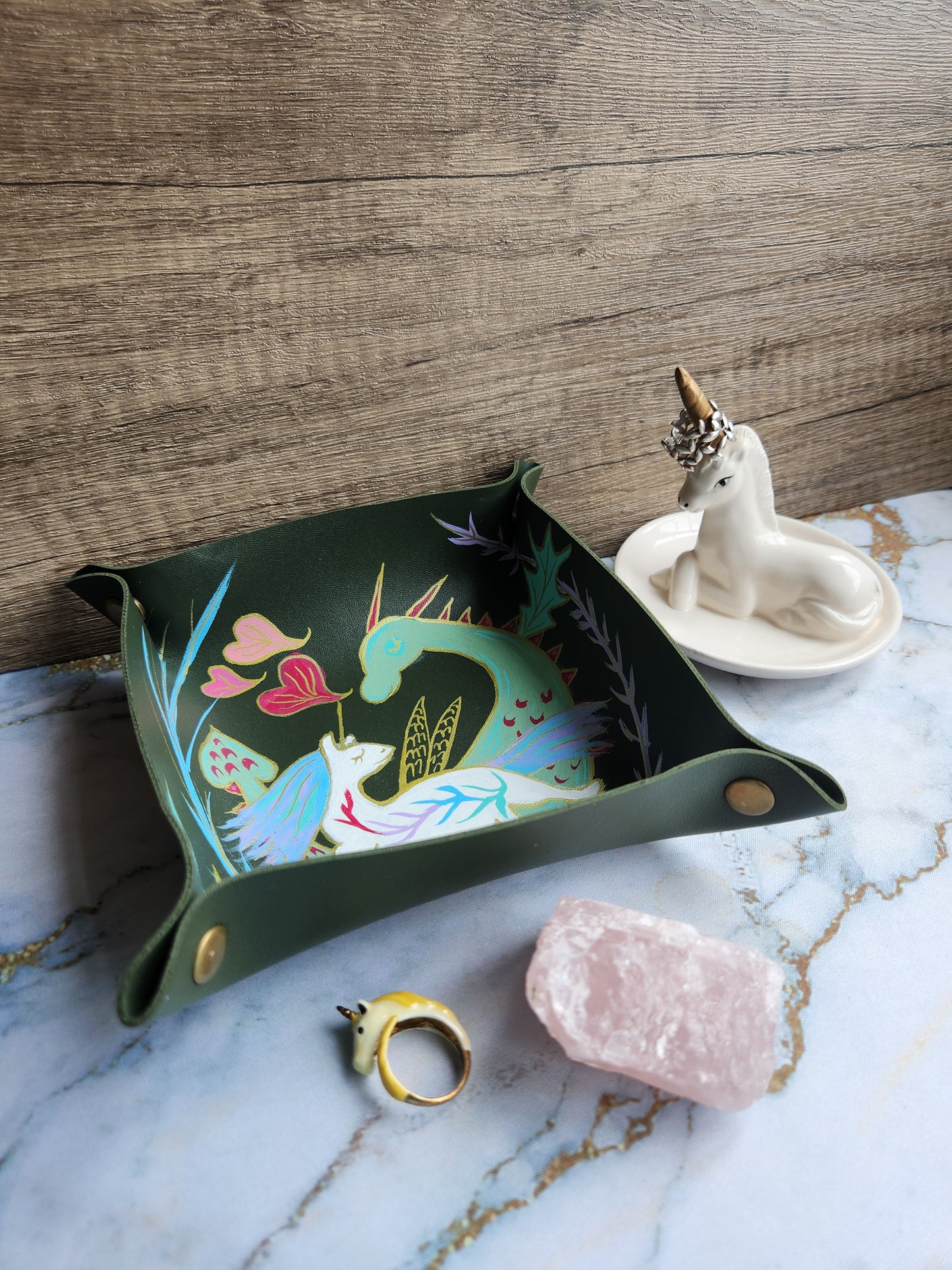 Green Unicorn and Dragon Patronus Trinket Tray