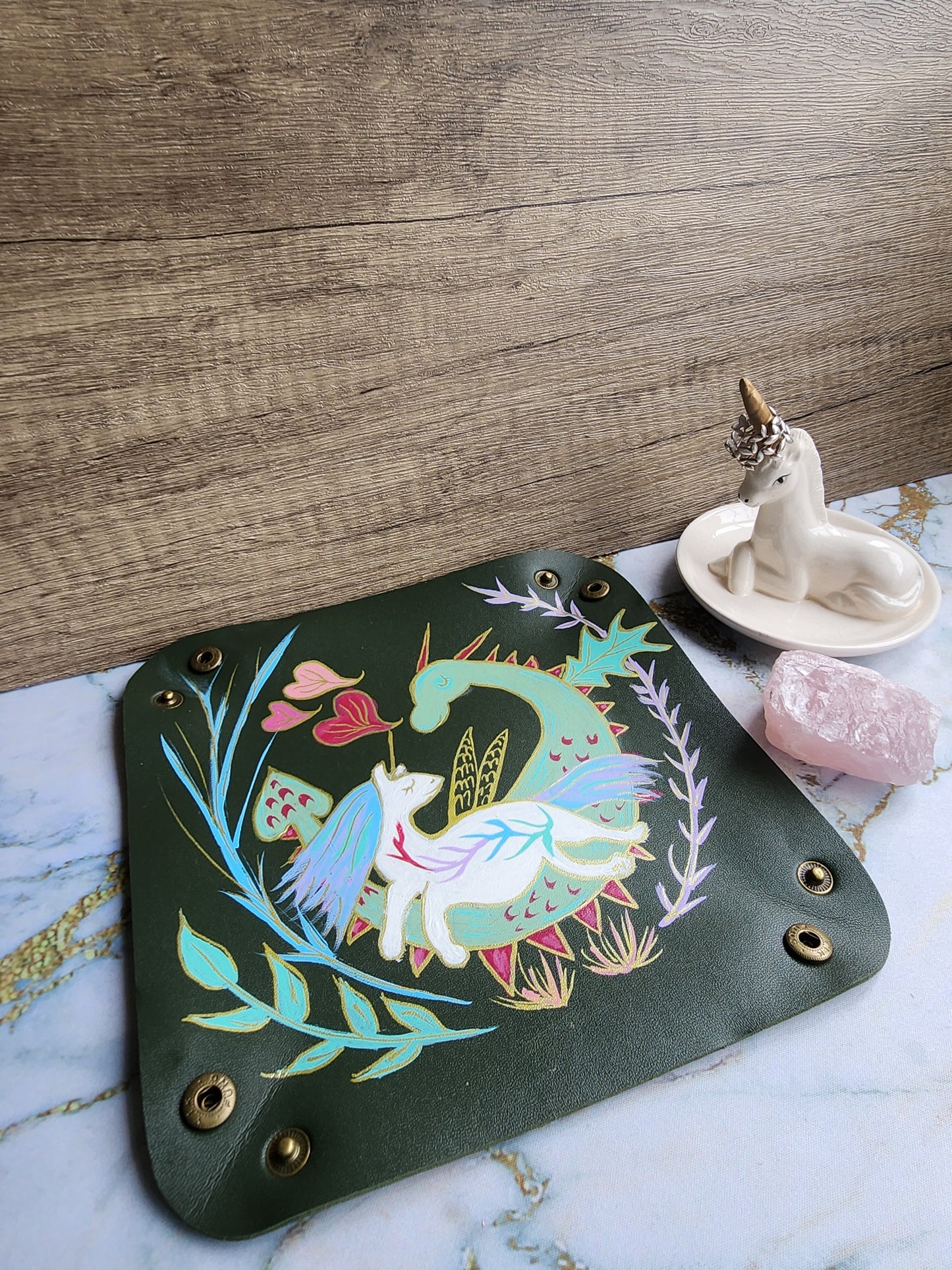 Green Unicorn and Dragon Patronus Trinket Tray