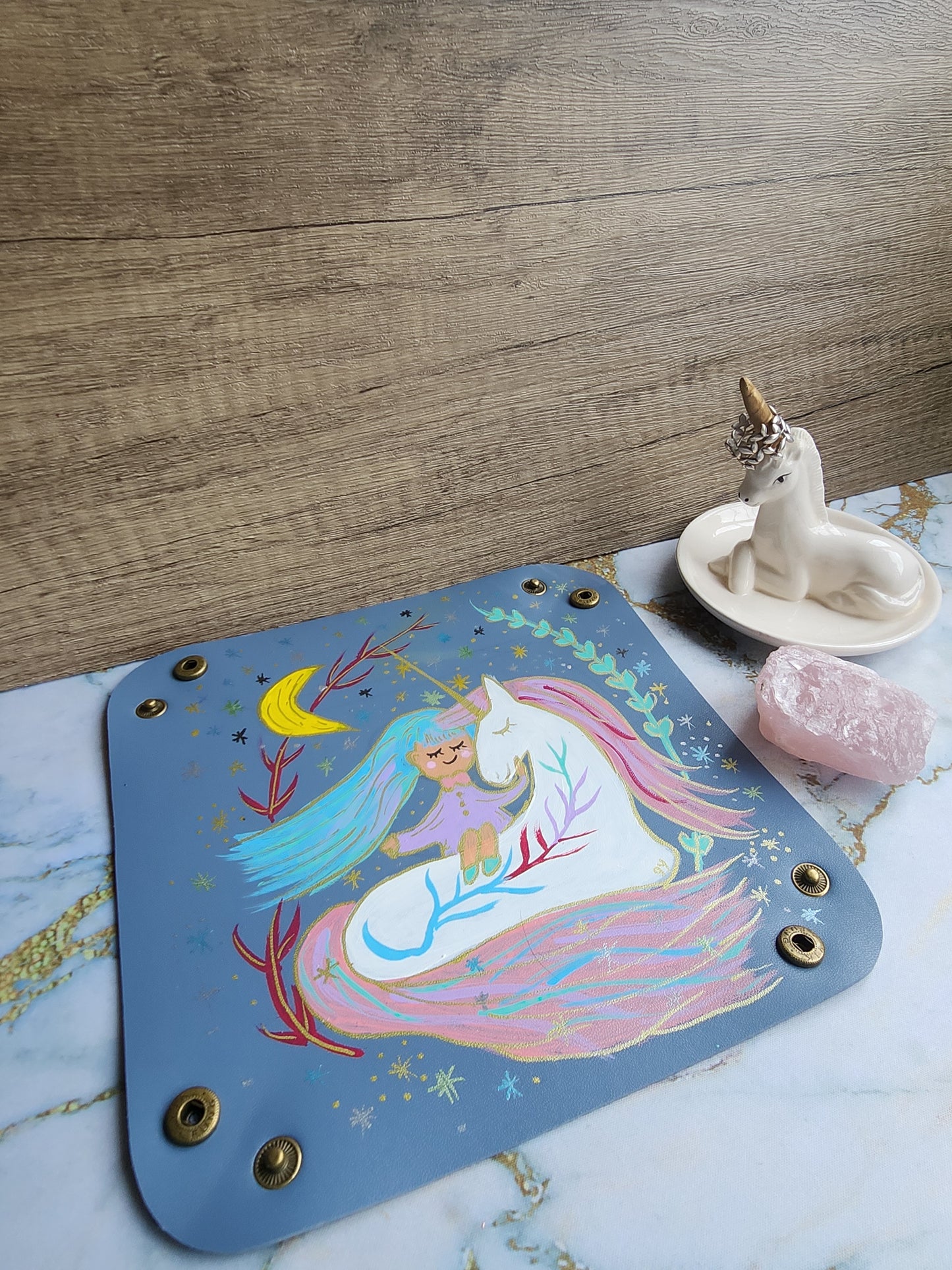 Blue Unicorn and Girl Patronus Trinket Tray