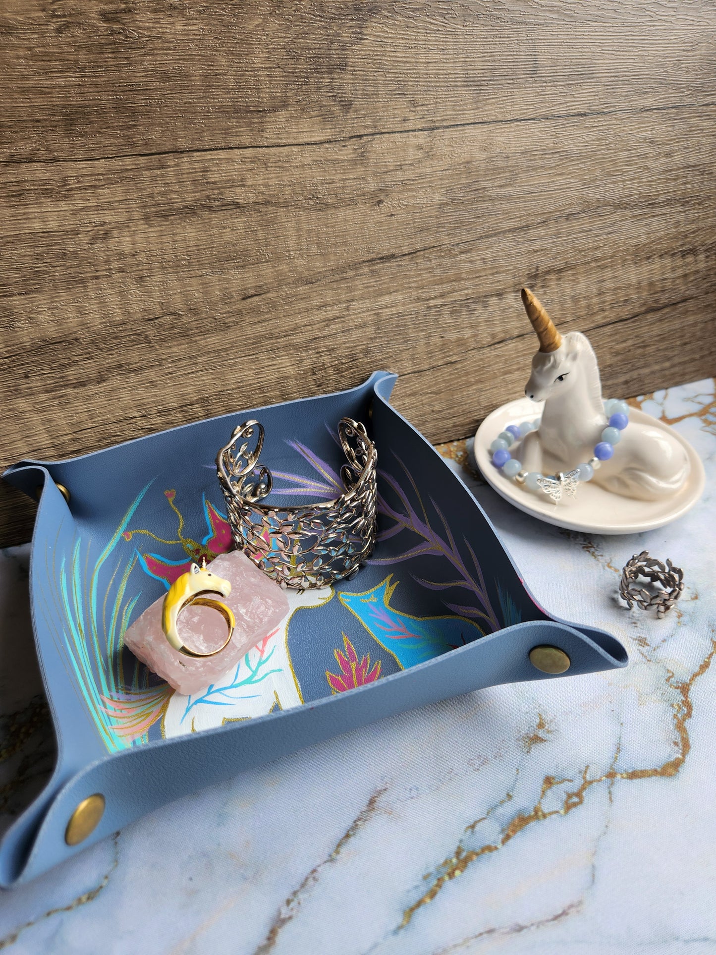 Blue Unicorn and Dog Patronus Trinket Tray