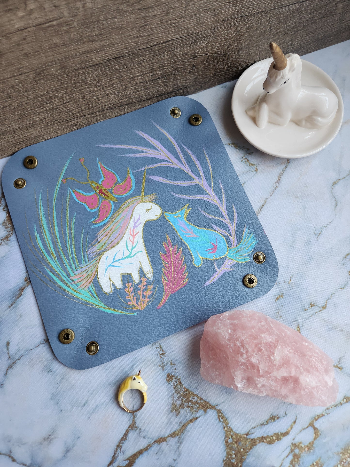 Blue Unicorn and Dog Patronus Trinket Tray