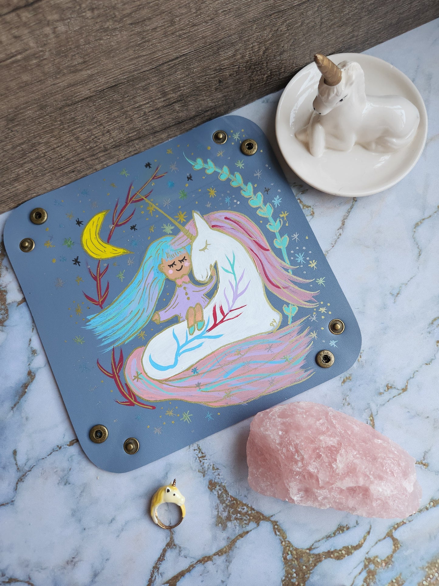 Blue Unicorn and Girl Patronus Trinket Tray