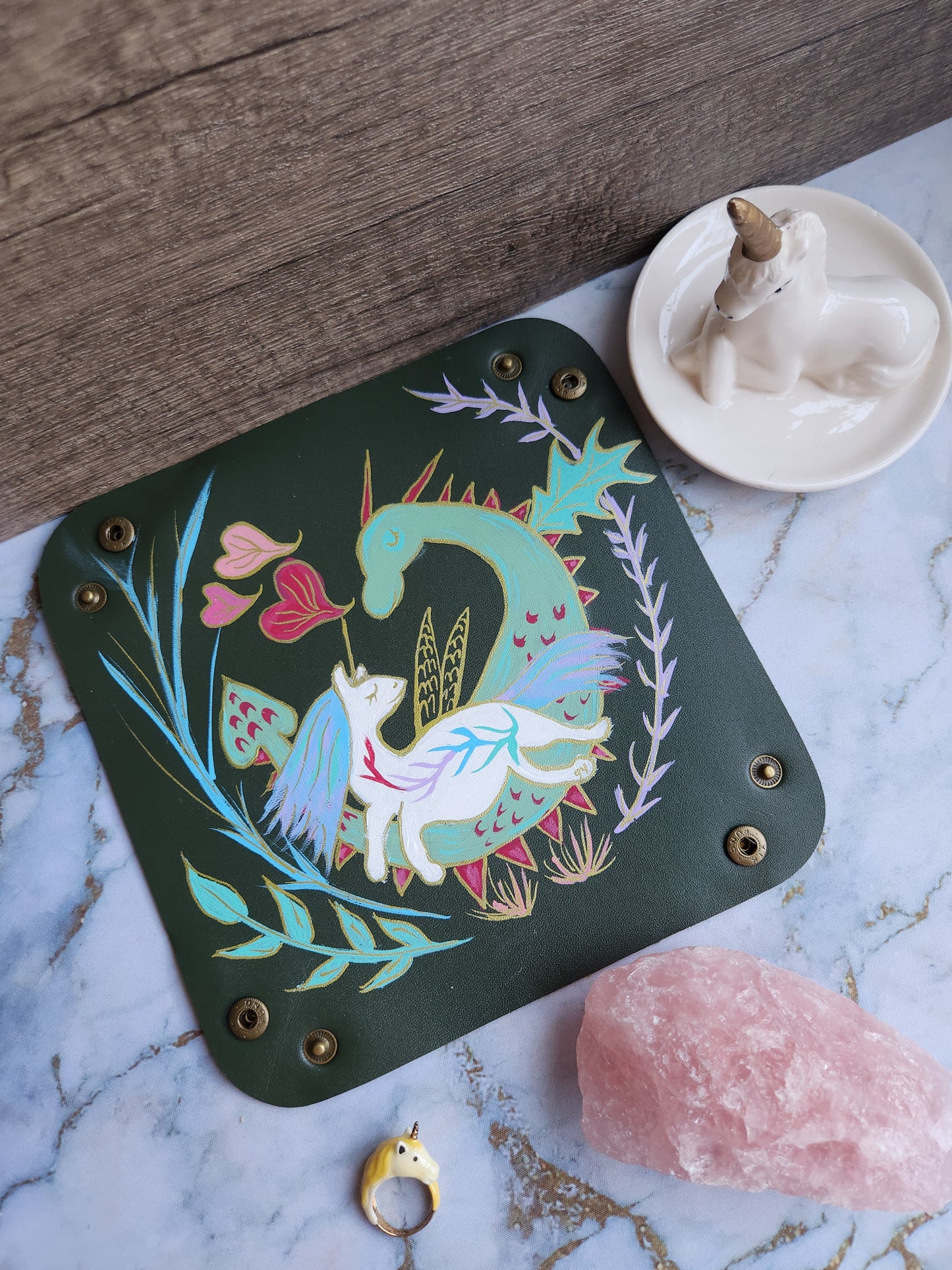 Green Unicorn and Dragon Patronus Trinket Tray