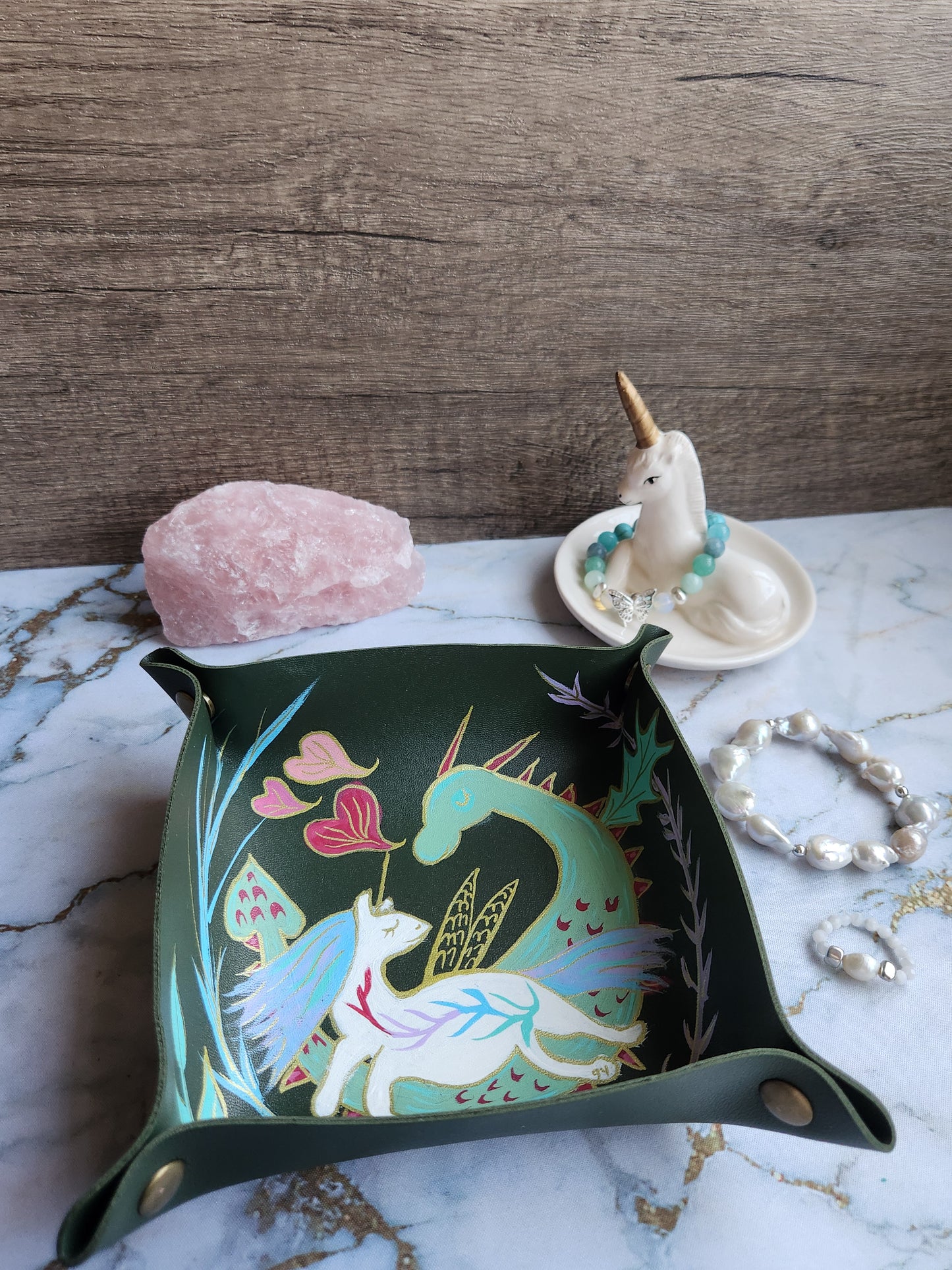 Green Unicorn and Dragon Patronus Trinket Tray