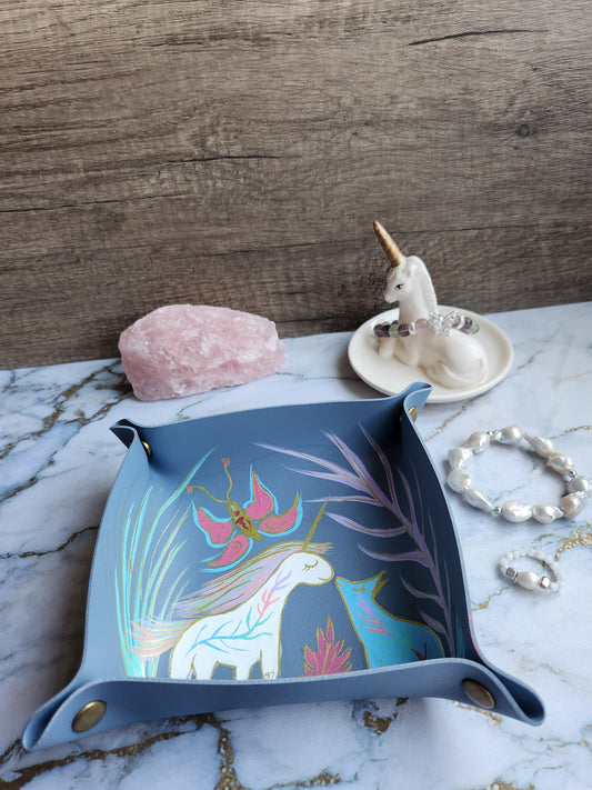 Blue Unicorn and Dog Patronus Trinket Tray