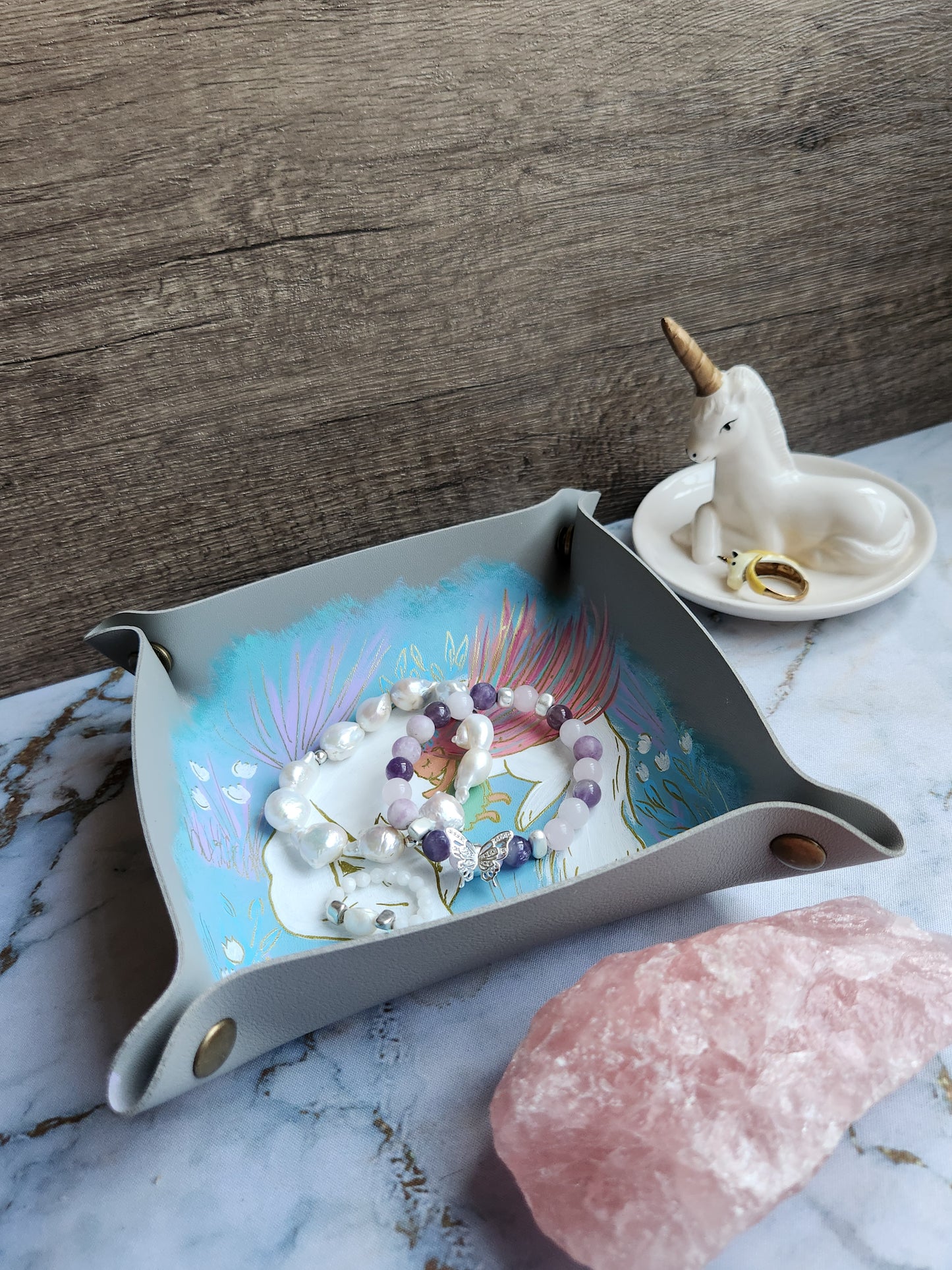 Grey Dogicorn and Girl Patronus Trinket Tray