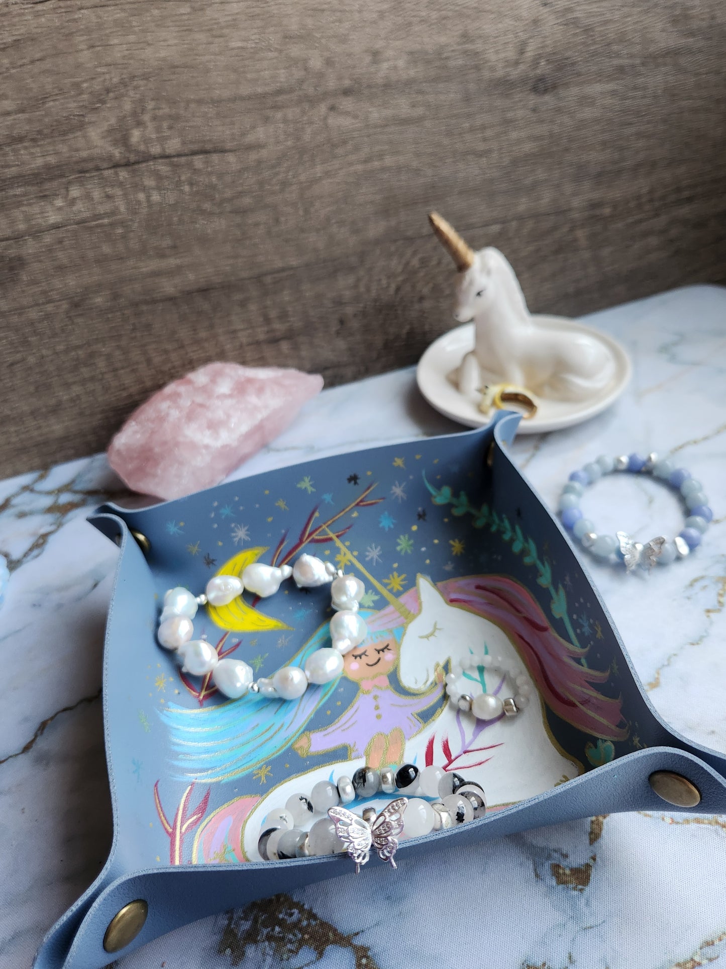 Blue Unicorn and Girl Patronus Trinket Tray